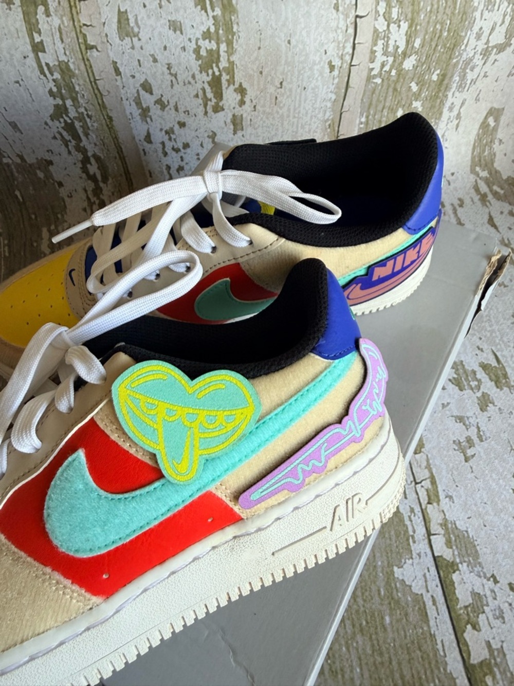 Nike Air Force 1 LV8 1 GS “Multi-Color Velcro” Size 5.5Y w/ Box FN7818-100 - Picture 9 of 14